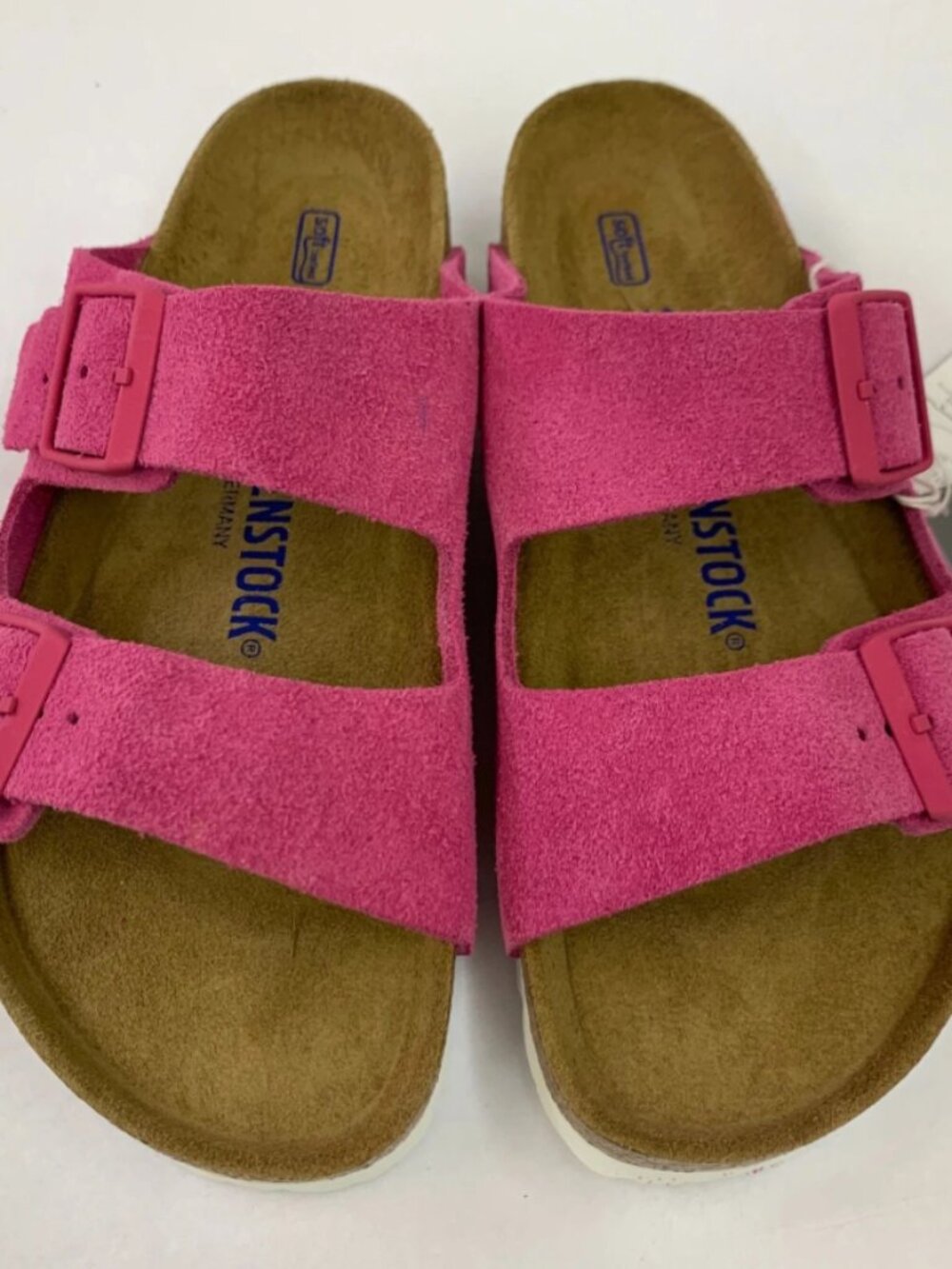 Birkenstock Arizona Fuchsia Tulip Suede Leather Soft Footbed Narrow Width